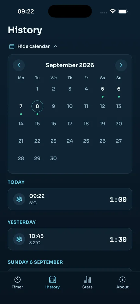 History screen